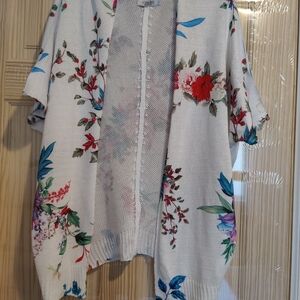 Floral Open-Front Women Sweater